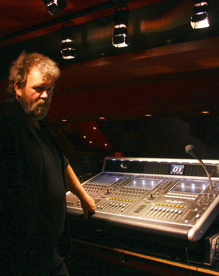 Ray Rogers Sound Supervisor for The State Theatre looking over the DiGiCo D5-Live